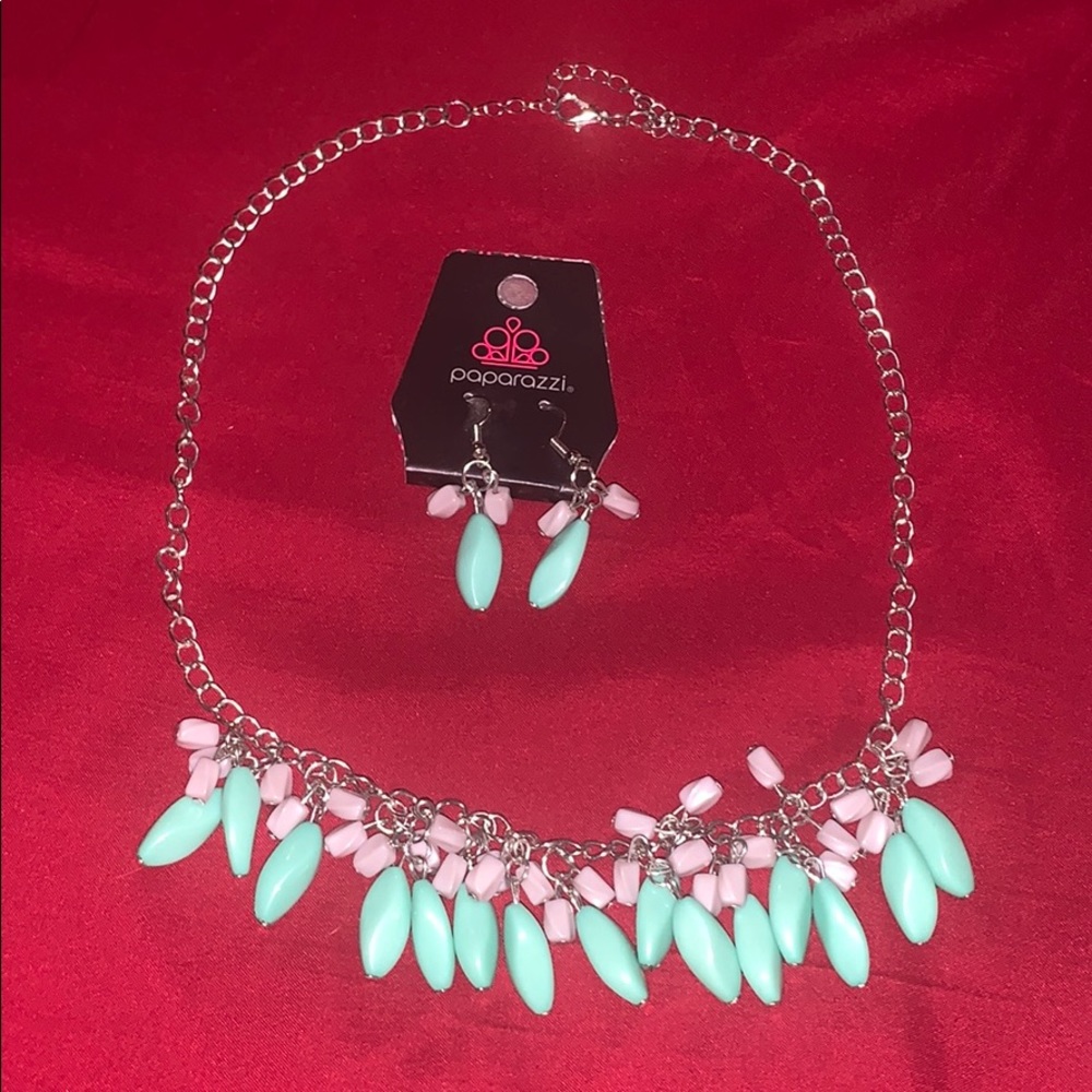 Mint and gray necklace